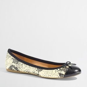 J. Crew Factory Snakeskin Classic Cap Toe Ballet Flats